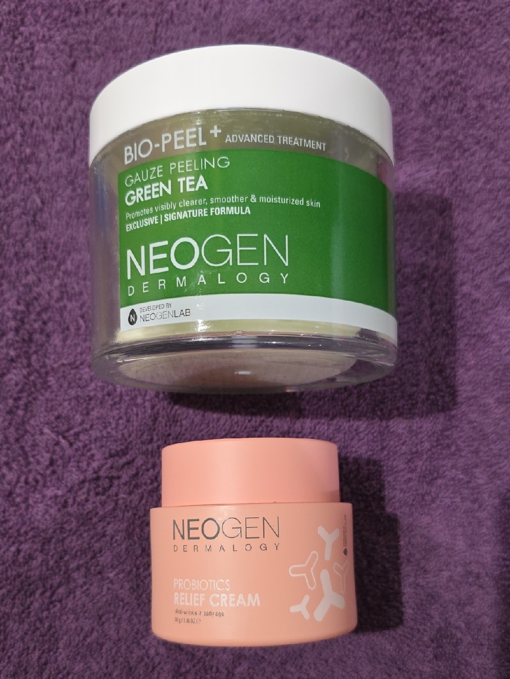 Green Tea Bio-Peel & Peach Probiotics Relief Cream Duo - Green & Peach